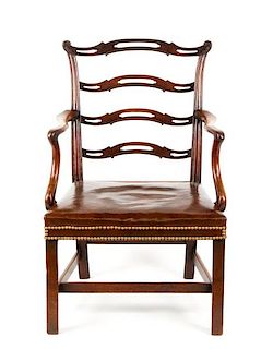 18th C. English Chippendale Ribbon-Back Armchair