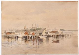 Frank Rehn, Coastal Watercolor on Paper, Signed