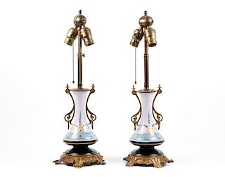 Pair, Late Aesthetic Movement Vasiform Table Lamps