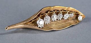Lily of the Valley 19th/20th c. diamond brooch.