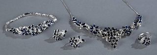 26.0ct Sapphire & diamond sterling jewelry set.
