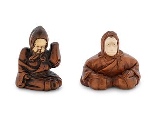 Two Boxwood Figural-Form Netsukes