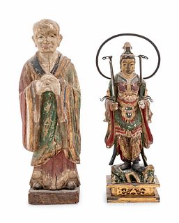 Two Polychrome Painted Wood Figures