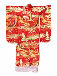 Six Embroidered Silk Kimono