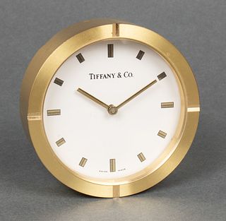 Tiffany & Co. Round Brass Desk Clock