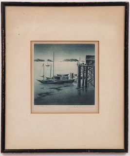 Samuel Margolies "Harbor Scene" Etching & Aquatint