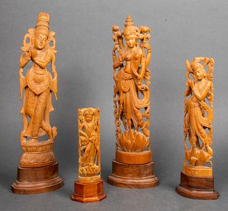 Assorted Indian Hindu Wood Sculptures, 4