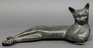 "Sleeping Cat" Modern Bronze Sculpture
