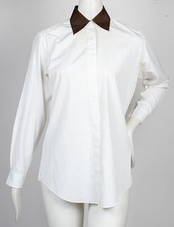Hermes Cotton Dress Shirt W Contrasting Collar