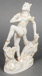 Russian Iridescent Porcelain Dancer Figure