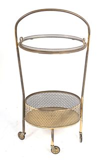Brass & Glass Two-Tier Rolling Bar Cart