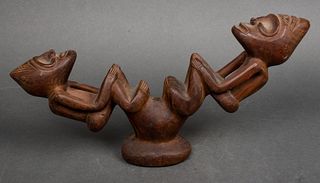 African Folk Art Double Figure Wood Sculpture