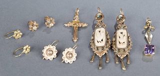19th/20th century diamond earrings and pendants.