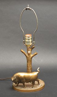 Bronze Bull Table Lamp