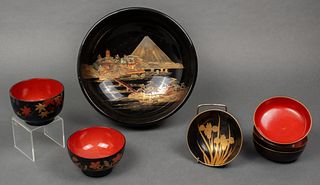Japanese Lacquered Bowls, Group of 7