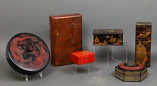 Asian Lacquered Decorated Boxes, 6