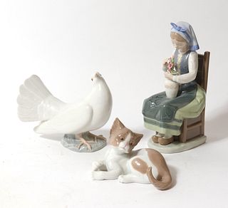 Lladro Porcelain Figurines, 3 Pieces