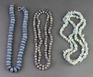 Aquamarine Labradorite Coral & Silver Necklaces, 3