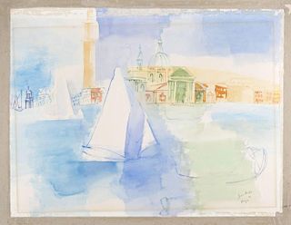 Jean Dufy Venetian watercolor, 1926