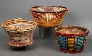 Assorted Ethnographic Polychrome Woven Bowls, 3