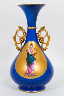 "Poesie" French Porcelain Mantel Vase