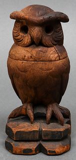 German Black Forest Carved Owl Inkwell