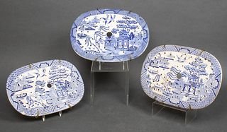 Blue & White Willow Pattern Trivet / Strainers, 3