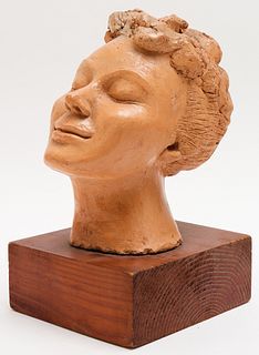 Eppy Signed Clay Sculpture, Head of Woman
