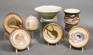 Misc. Mid-Century Art Pottery Vases, Plates, 7