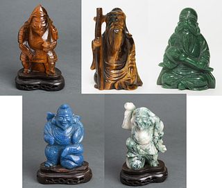 Chinese Carved Hardstone Figures, 5