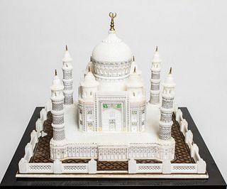 Indian Taj Mahal Hand-Painted Alabaster Model