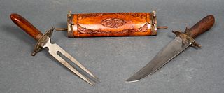 Indian Carving Set with Wood & Brass Sheath