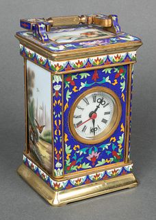 Continental Brass & Cloisonne Carriage Clock