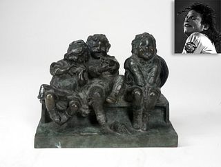 Three Children on a Bench, Bronze, ex. Michael Jackson