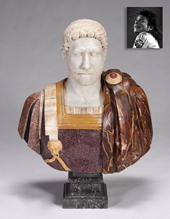 Colored Marble Roman Figural Bust, ex. Michael Jackson