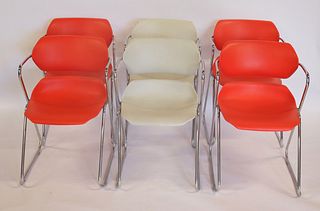 Vintage Set Of Acton Chrome Frame Stacking Chairs
