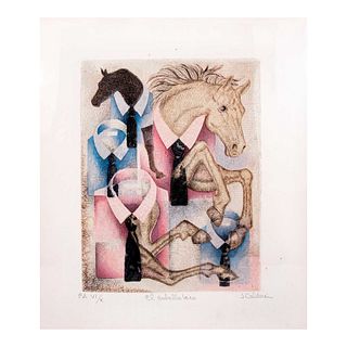 Juan Calderón. "El caballo loco" Firmado a lápiz. Grabado PA VI/ X. Sin enmarcar. 61 x 51 cm