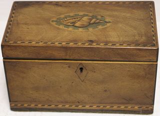 EARLY 19TH CENTURY INLAID TEA CADDY WITH DOUBLE