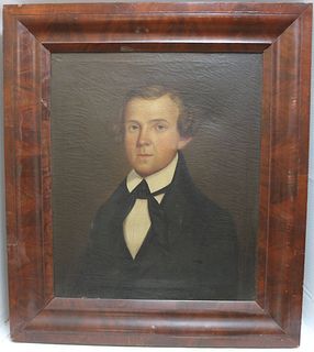 CA. 1840 AMERICAN OIL ON CANVAS PORTRAIT OF A