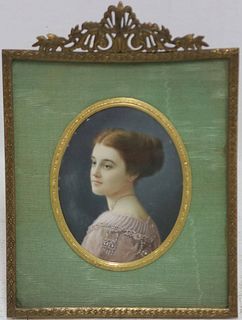 CA. 1910 FRAMED PORTRAIT  MINIATURE PAINTING OF AN