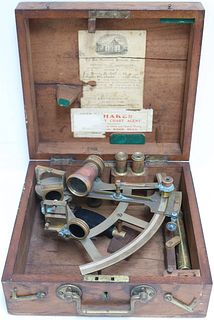 19TH CENTURY BRASS SEXTANT BY HENRY HUGHES AND