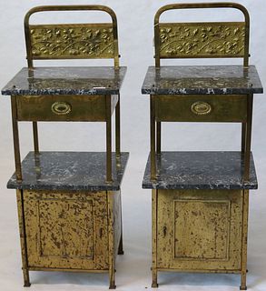 PAIR OF LATE 19TH CENTURY BRASS AND MARBLE