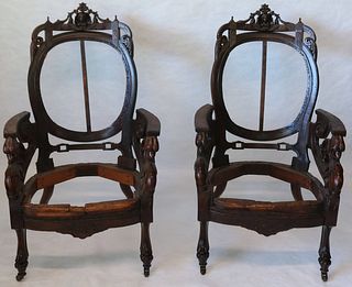 PAIR OF ORNATELY CARVED VICTORIAN ARMCHAIR