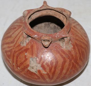 EARLY, PRE-COLUMBIAN MAYAN EFFIGY POT WITH FROG