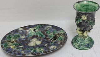 TWO PIECES OF 19TH CENTURY MAJOLICA, PAISLEY