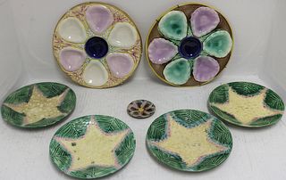 SEVEN PIECES OF 19TH CENTURY MAJOLICA TO INCLUDE: