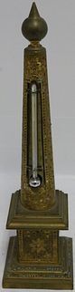 LATE 19TH CENTURY ENGRAVED AND GILT BRASS OBELISK