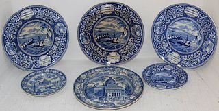 LOT OF SIX 19TH CENTURY BLUE AND WHITE