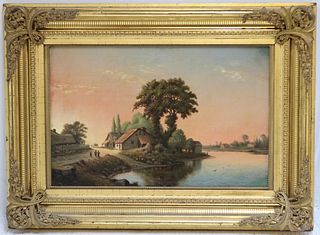 FRAMED OIL PAINTING ON BOARD, LATE 19TH CENTURY,