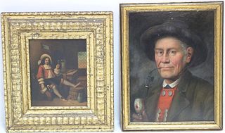 TWO 19TH CENTURY EUROPEAN FRAMED PORTRAITS. ONE